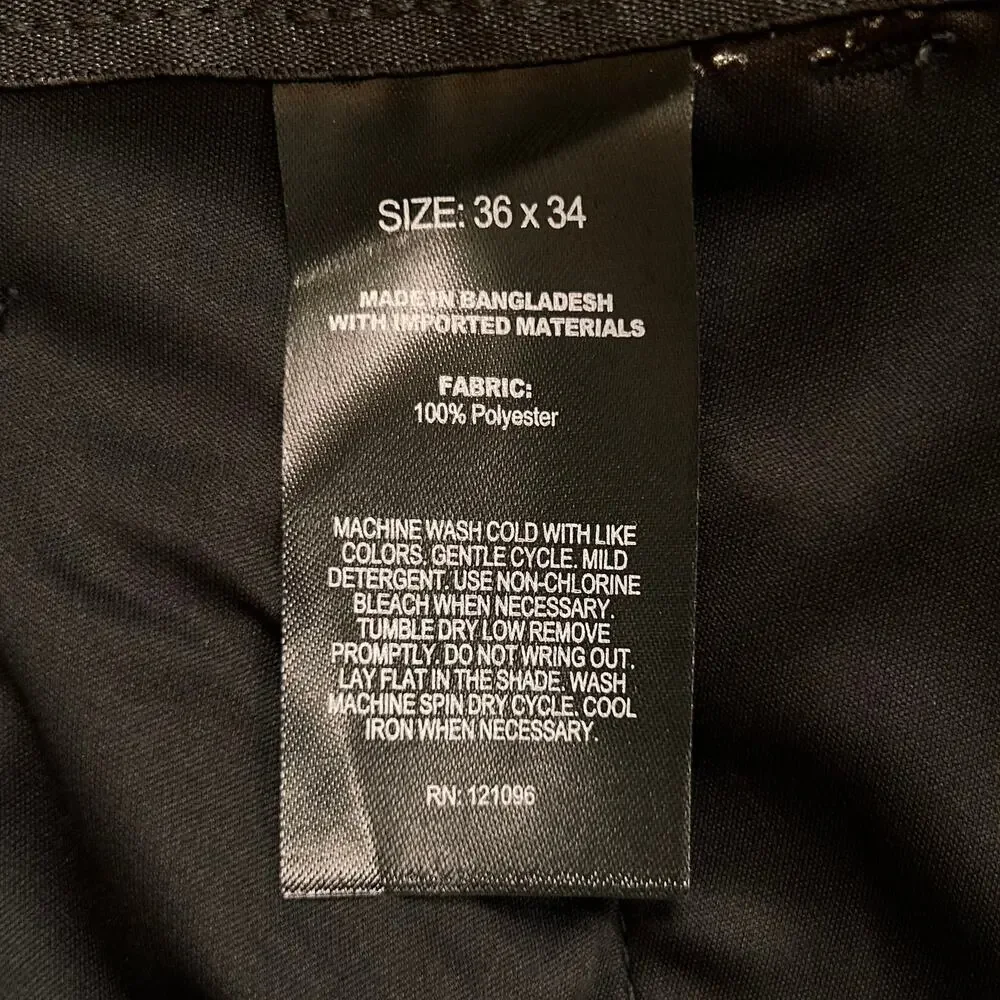 NWT Copper & Oak Men's Tech Utility Pants Straight Fit Black 36 X 34